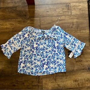I.N. Studio Blue Floral Petite Women's Top PXL NWT